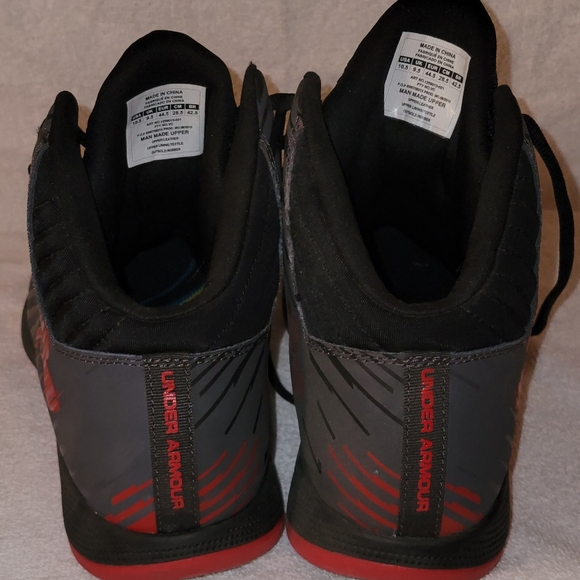 Women's Size 10.5 Under Armour Black Leather HighTop Basketball Shoes-Court Only - Picture 7 of 14